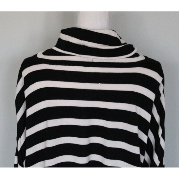 PLANET By LAUREN G Black & Cream Striped Turtleneck Sweater, One Size XS S M L - Picture 11 of 13